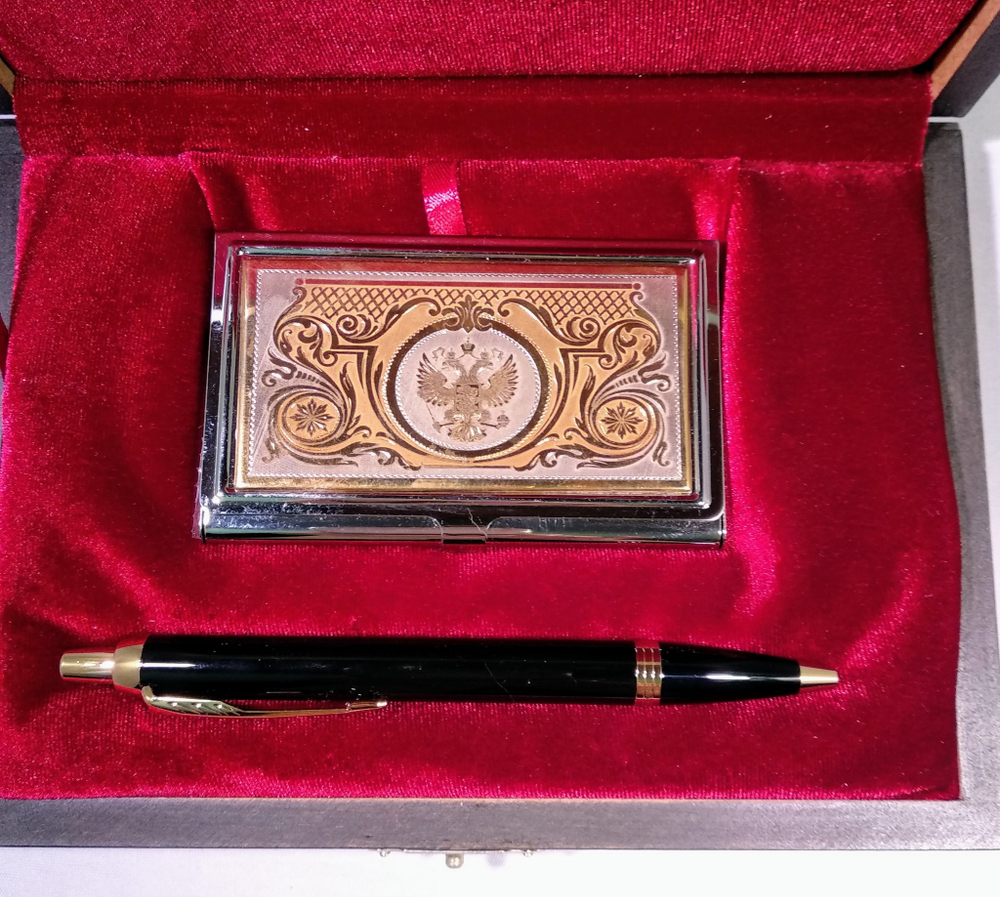 Набор "Гербовый" №3 визитница (Златоуст), ручка