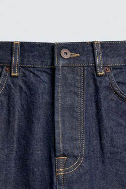 ZARA ДЖИНСЫ STRAIGHT ДЛИНОЙ ДО ЩИКОЛОТКИ SELVEDGE, СИНИЙ