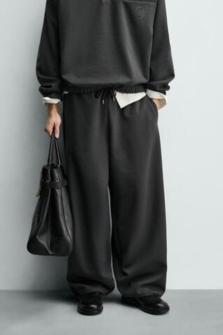 ZARA БРЮКИ-ДЖОГГЕРЫ BAGGY FIT, АНТРАЦИТОВО-СЕРЫЙ