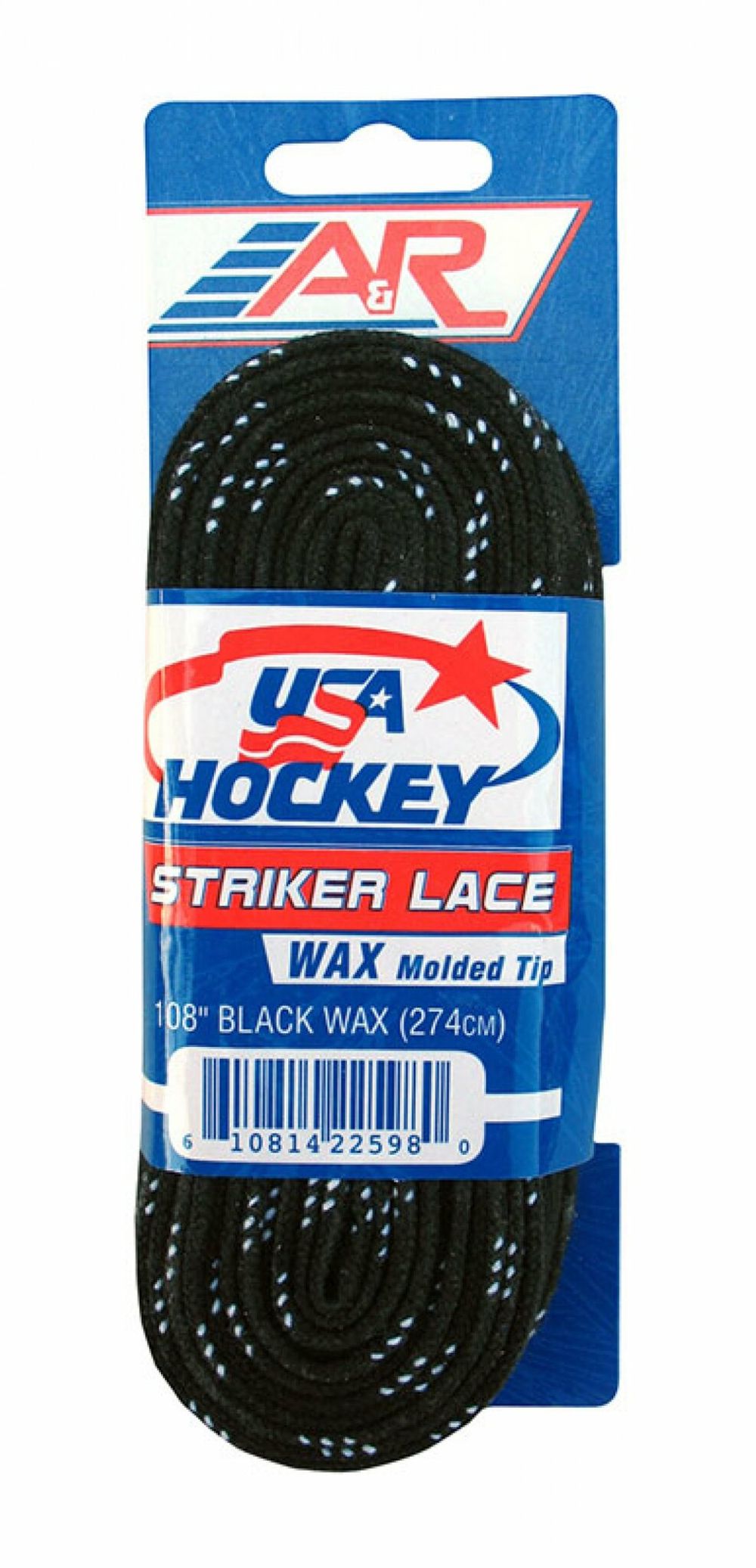 A&R Шнурки хоккейные USA Hockey (Black) (72"-183см)