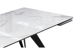 Стол стеклянный Woodville Дарвин 140(200)х80 белый мрамор, черный, ножки черные