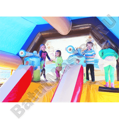 Большой батут-горка "Пиратский корабль 2" с пушками