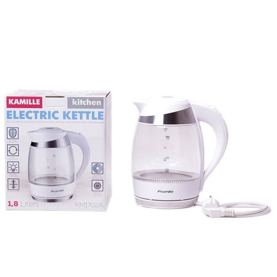 Чайник 1.8 л электрический с синей LED подсветкой Kamille KM 1702A