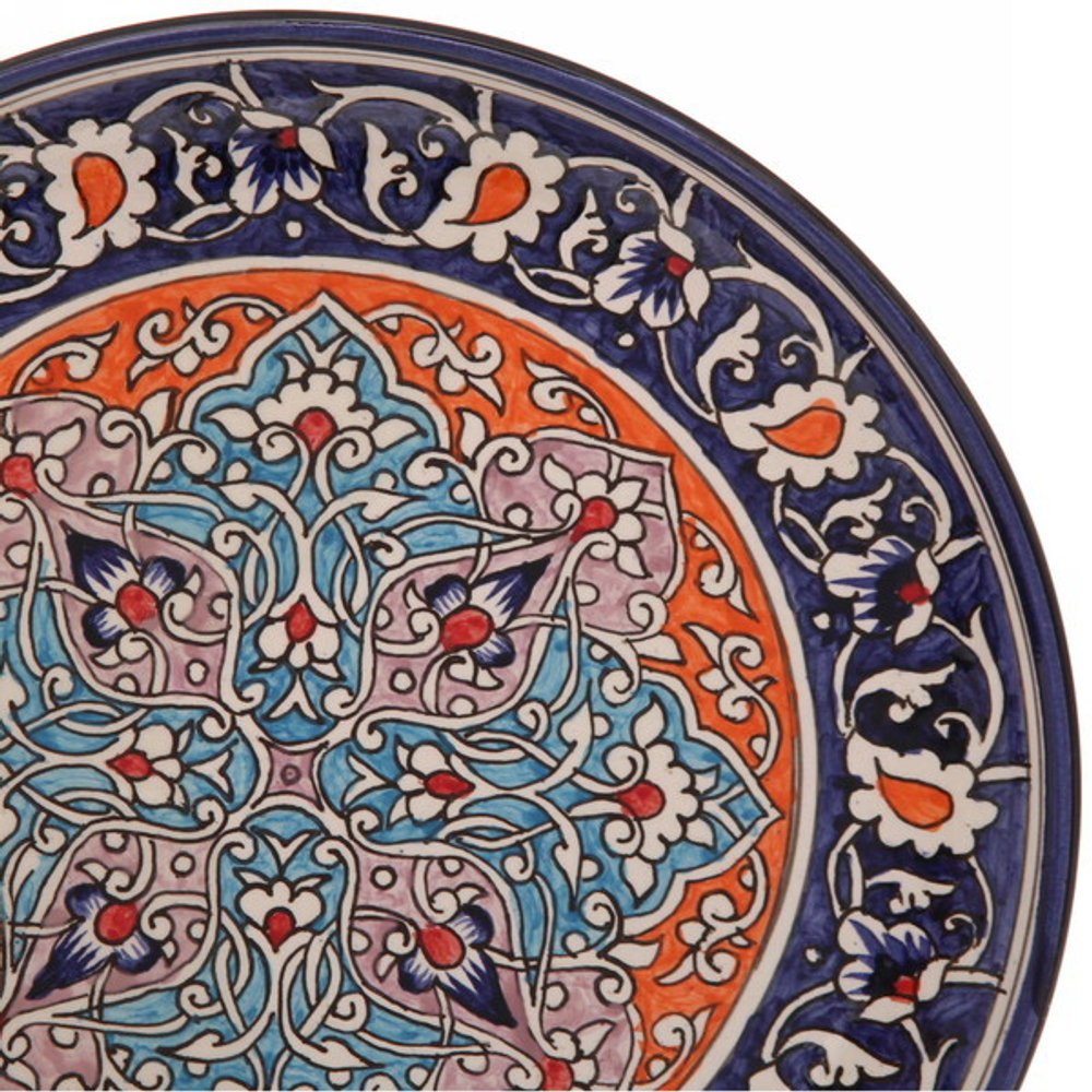 Ляган плоский 32см Qora galam Риштанская Керамика