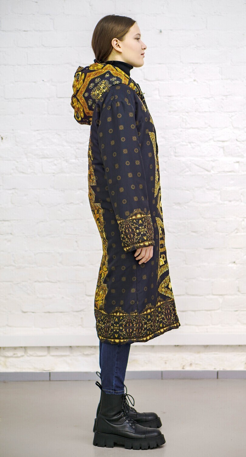 Двустороннее пальто-парка "Византия", по мотивам русского золотного шитья в церковных одеяниях