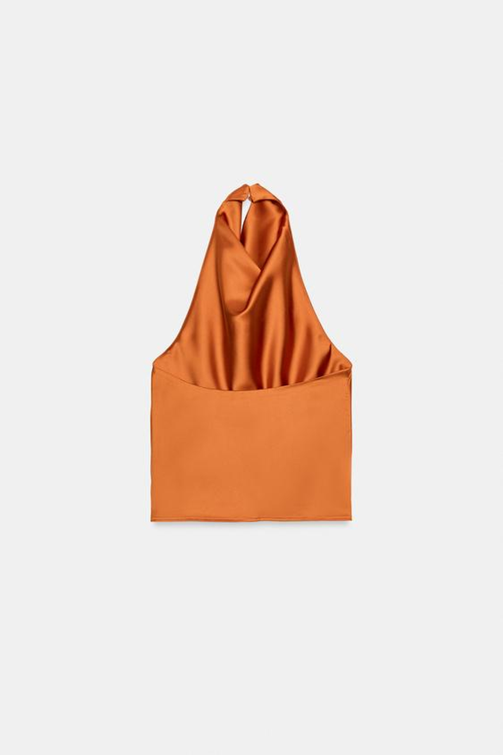 ZARA АТЛАСНЫЙ ТОП С ГОРЛОВИНОЙ ХАЛТЕР, ОРАНЖЕВЫЙ