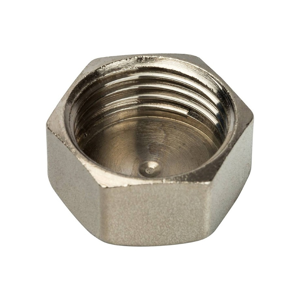 Заглушка с внутренней резьбой STOUT SFT 0027 - 1/2" (для стальных труб, латунь никелированная)