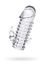 Гелевая прозрачная насадка с 2 отростками - 13 см. (Цвет: прозрачный)