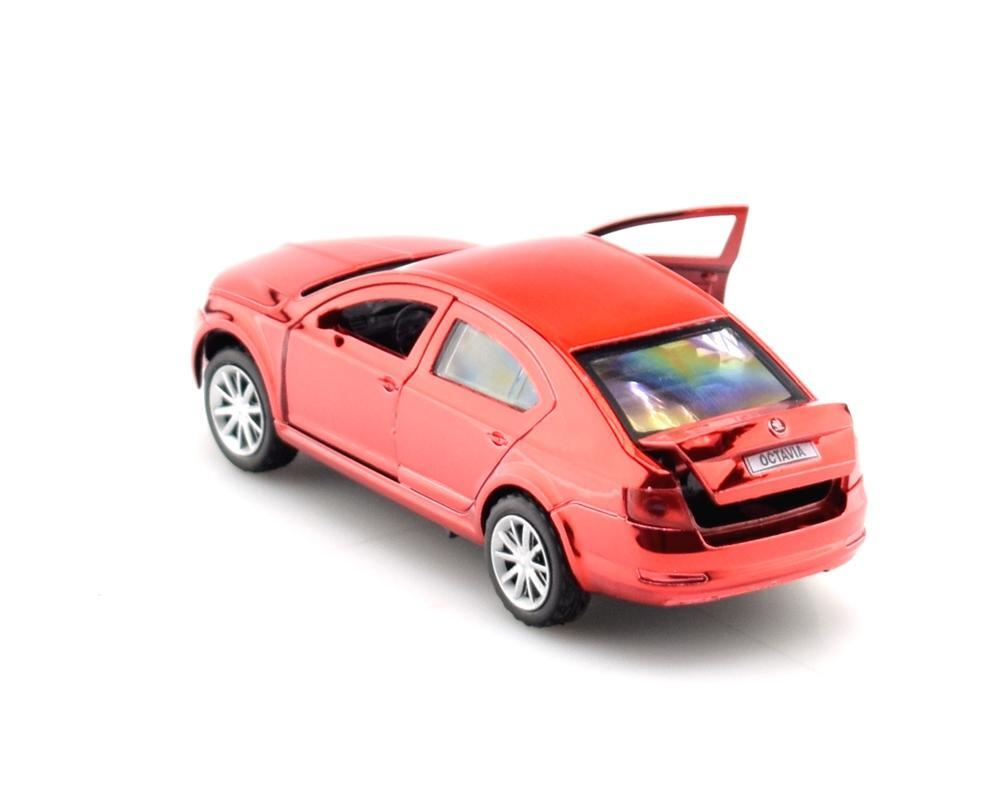 Модель ин. мет. "Skoda Octavia. Хром" 12см, красный, открыв.двери OCTAVIA-RD-CH (Технопарк)