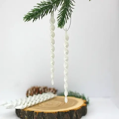 Подвеска «Волшебная сосулька» 13 см (набор 6 шт), Белый