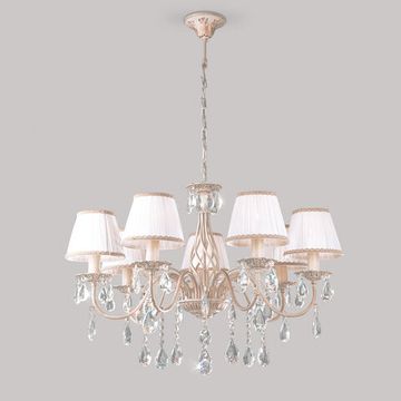 3637/7 / подвесной светильник /   белый с золотом/прозрачный хрусталь Strotskis