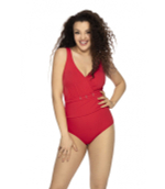 Стильный слитный купальник с драпировкой под грудью (Размер: 85F) (Цвет: красный)
