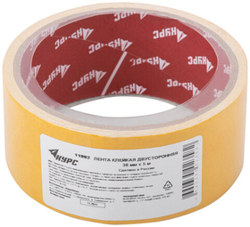 Лента-скотч клейкая двусторонняя 38 мм х 5 м 11802 КУРС