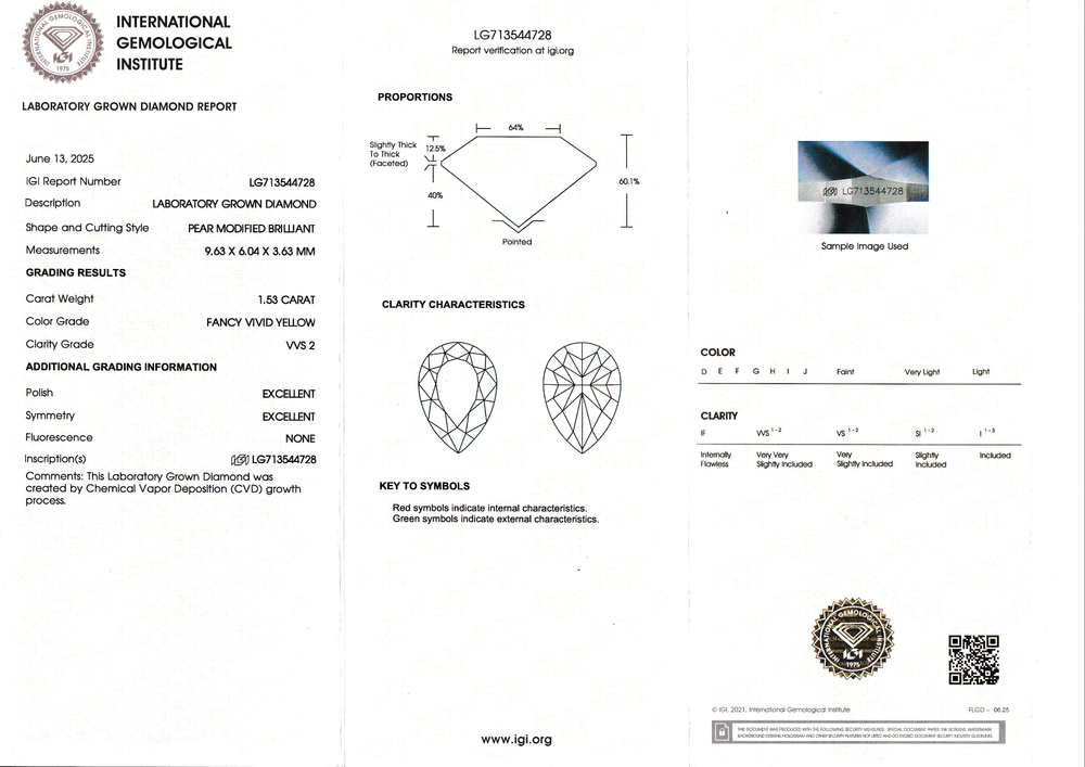 Кольцо "Поцелуй" с лабораторно-выращенными бриллиантами огранки "Груша"