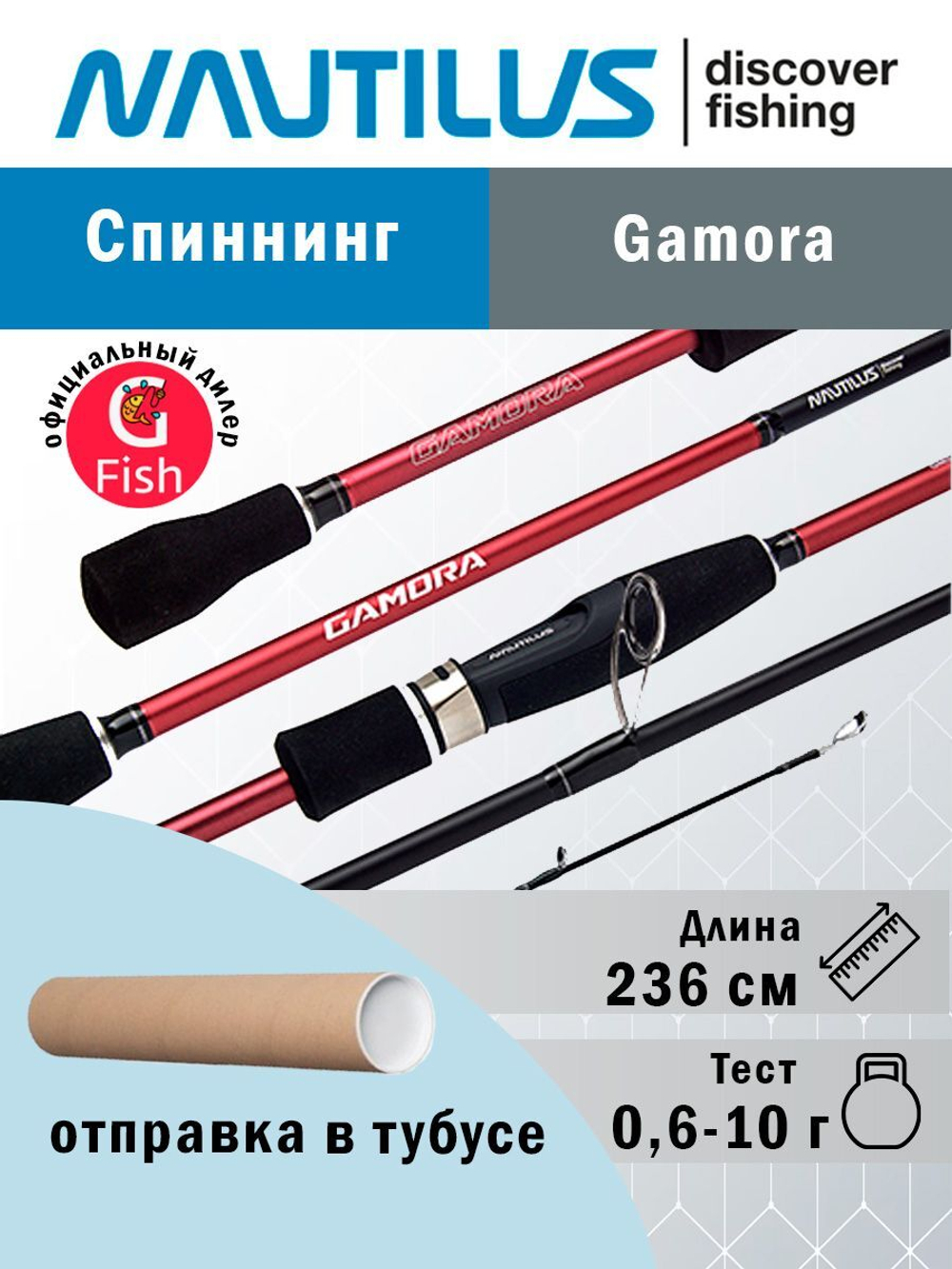 Спиннинг для рыбалки Nautilus Gamora 236см 0.6-10гр