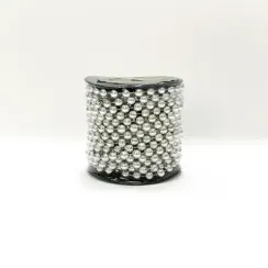 Пластиковые бусы Бисер 8 мм.*10 м., серебро, Christmas DeLuxe (87084)