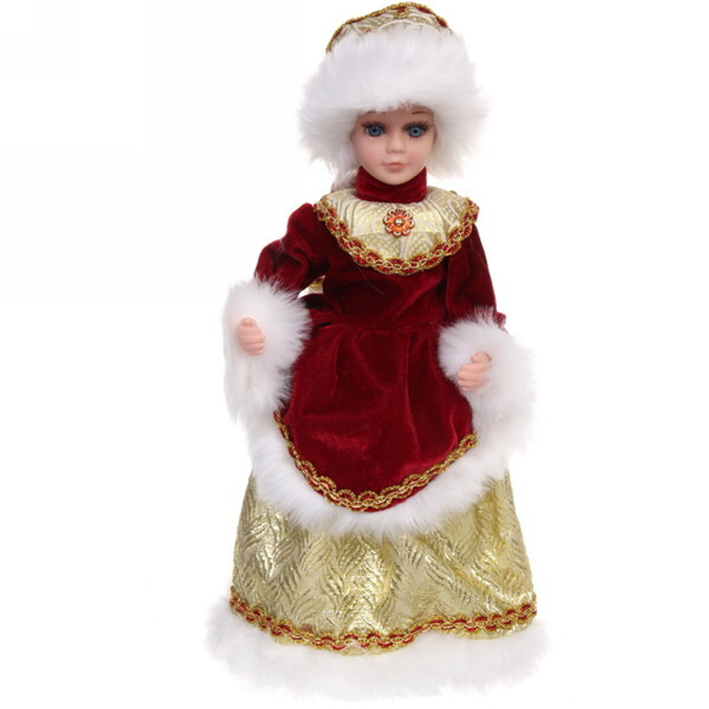 Снегурочка музыкальная 40 см в рубиновой шубе