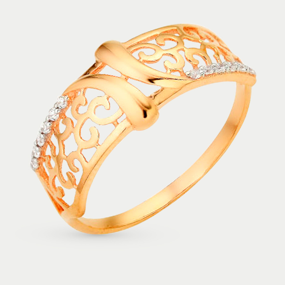 Кольцо из розового золота 585 пробы с фианитами для женщин (арт. 80075100)
