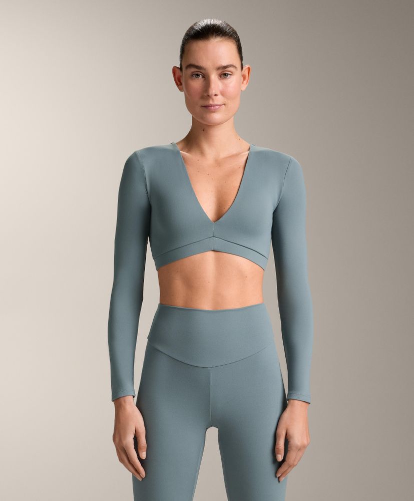 Oysho Топ Comfortlux с длинным рукавом, сине-серый