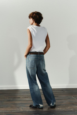 ZARA ДЖИНСЫ TRF BAGGY BALLOON СО СРЕДНЕЙ ПОСАДКОЙ, ИНДИГО