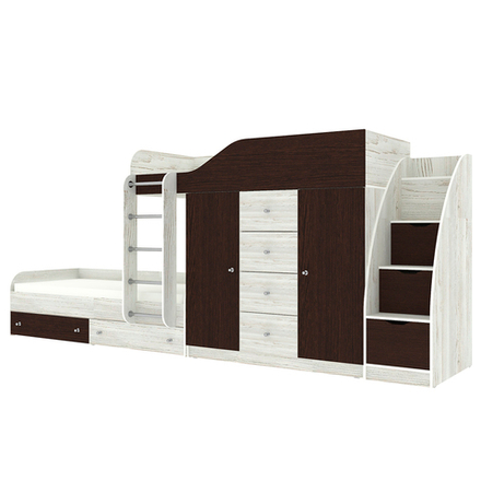 Кровать двухъярусная КарИВи Астра 6 с лестницей Комод КарИВиом Винтерберг Венге