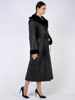 Дубленка зима натуральная с капюшоном длинная