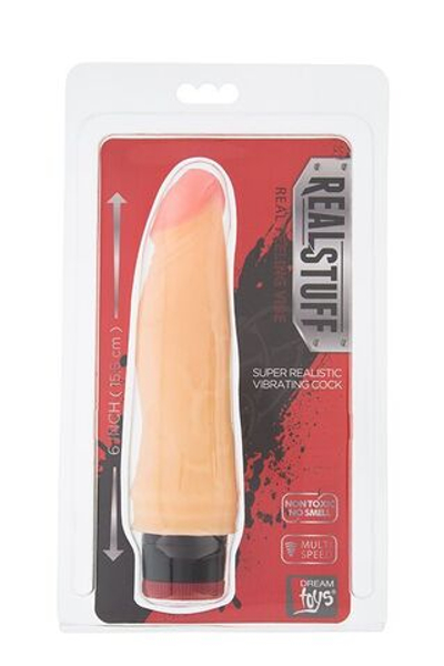 Вибратор-реалистик REALSTUFF MULTISPEED VIBRATOR 6INCH - 15,5 см. (Цвет: телесный)
