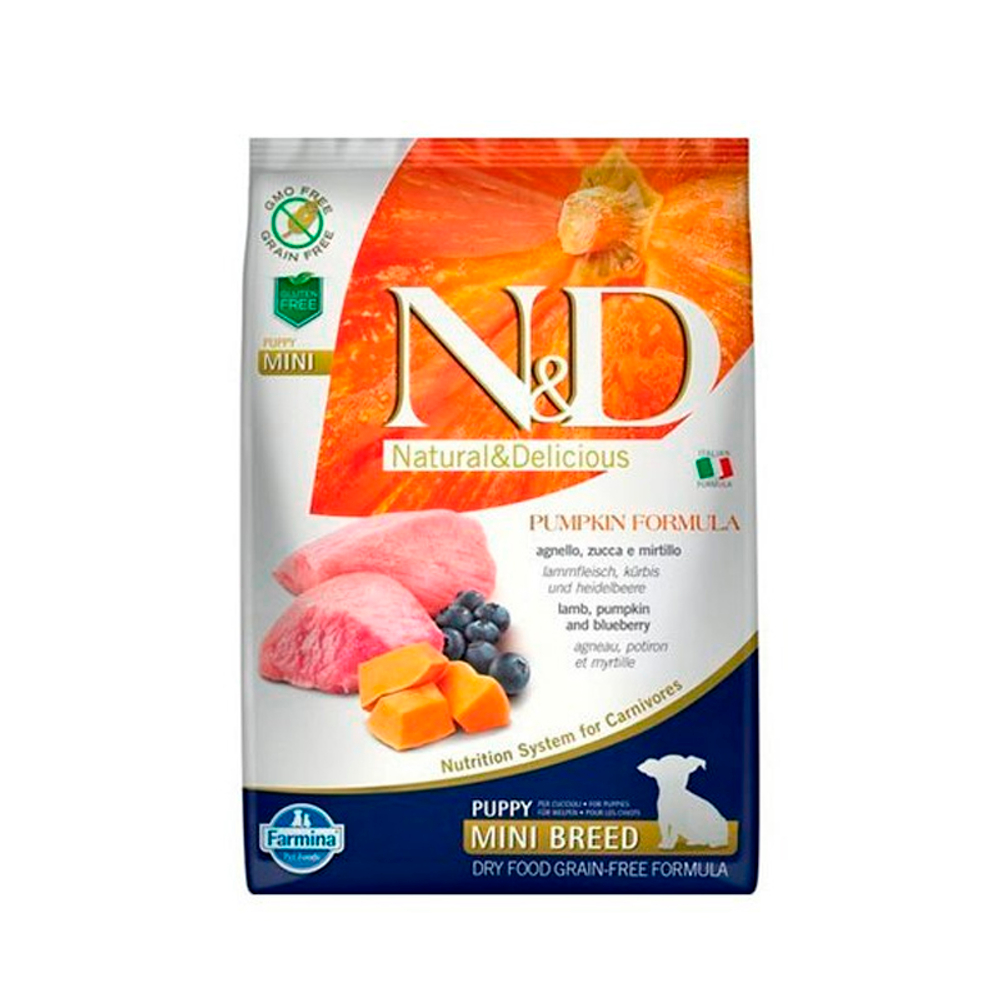 Сухой корм для щенков мелких пород с ягнёнком, черникой, тыквой Farmina N&D Pumpkin 7 кг