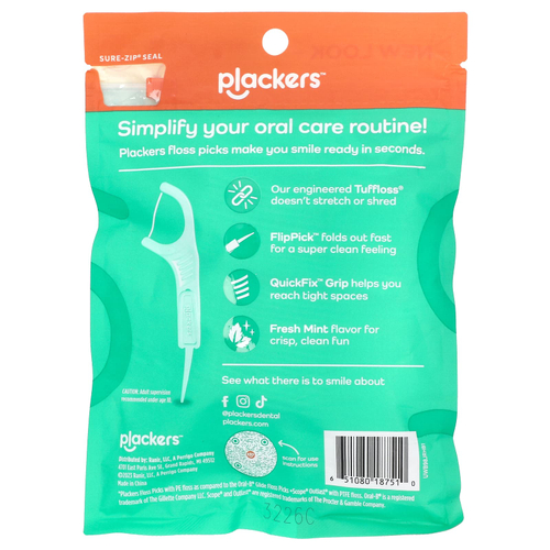 Plackers, Micro Line, зубная нить, свежая мята, 75 шт.