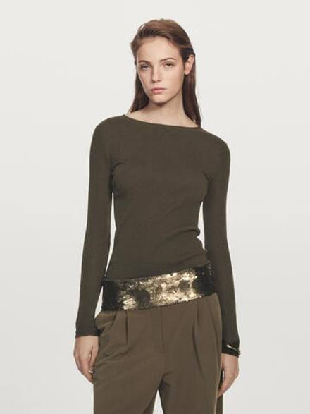 Massimo Dutti Футболка с длинным рукавом, коричневый