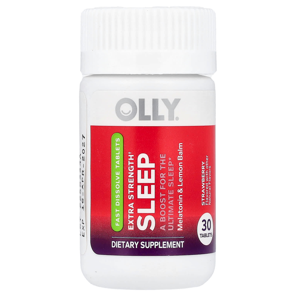 OLLY, Sleep, повышенная сила действия, со вкусом клубники, 30 таблеток