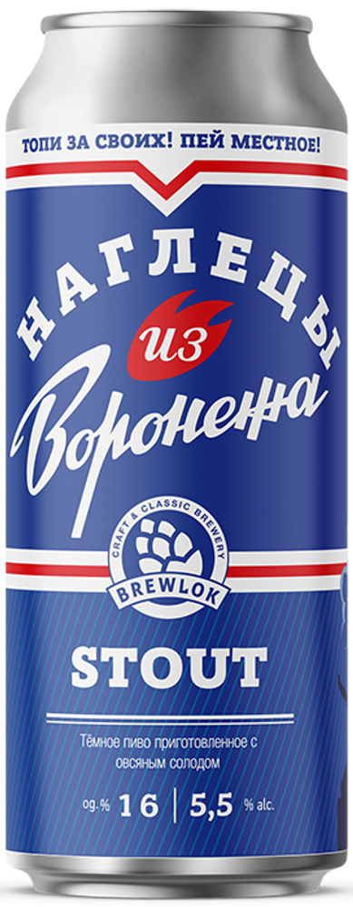 Пиво Брюлок Наглецы Из Воронежа Стаут / Brewlok Naglecy Iz Voronezha Stout 0.5л - 6шт