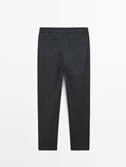 Massimo Dutti Брюки-джоггеры из смесовой хлопковой ткани, темно-синий