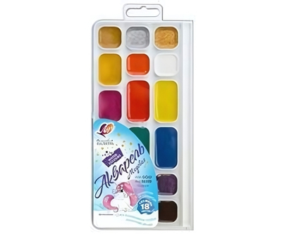 Акварель медовая "Волшебная палитра" 18 цветов, без кисти, пластик (Луч)
