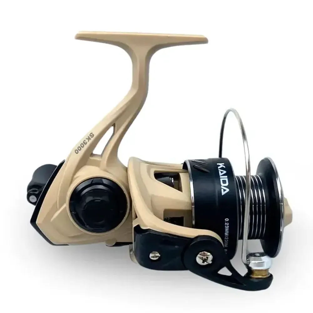 Безынерционная катушка 3000 Kaida SKYLARK (3+1BB, мет. шпуля), Бежевый/Черный