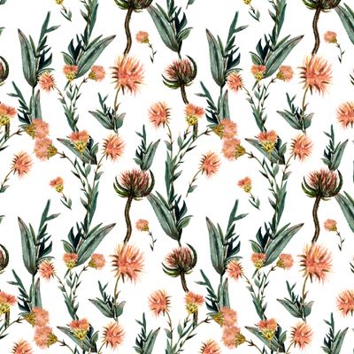 дикие летние цветы, полевые цветы, акварельный паттерн