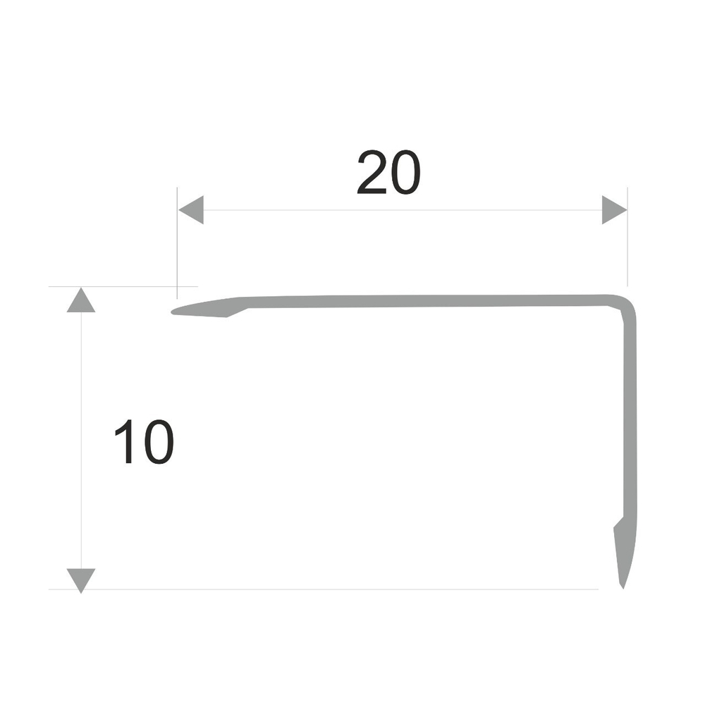 Алюминиевый угол без отверстий ПН-20х10 2700 мм