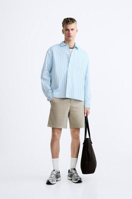 ZARA ШОРТЫ ЧИНОС ИЗ РЕЛЬЕФНОЙ ТКАНИ, БЕЖЕВЫЙ