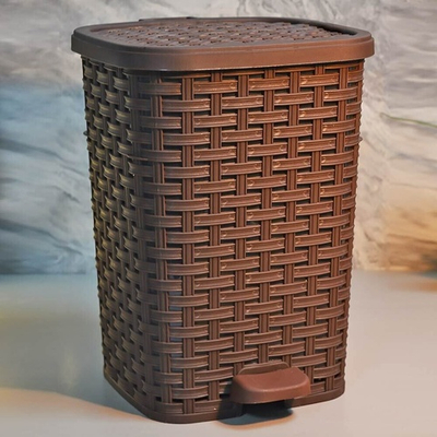 Ведро для мусора 12л с педалью "Плетеное", цвет коричневый