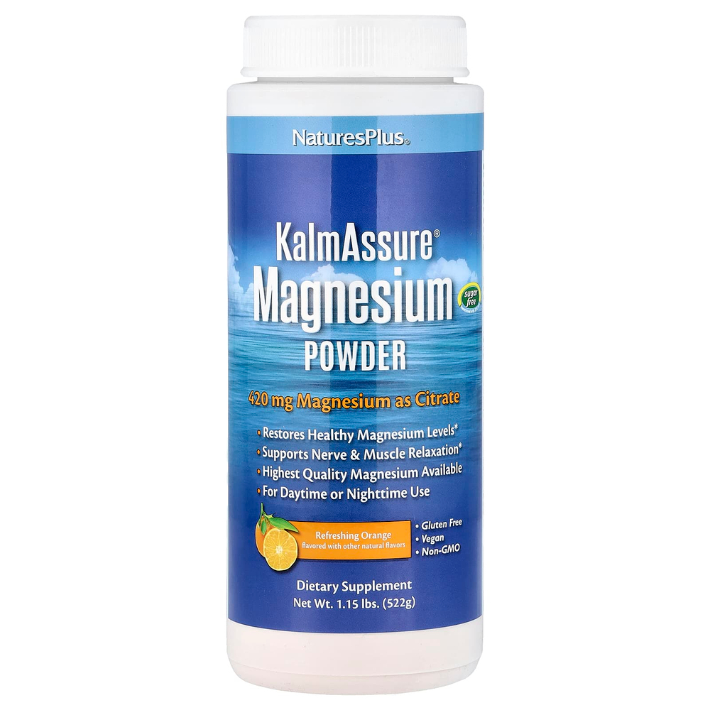 NaturesPlus, KalmAssure®, магний в порошке, со вкусом освежающего апельсина, 522 г (1,15 фунта)