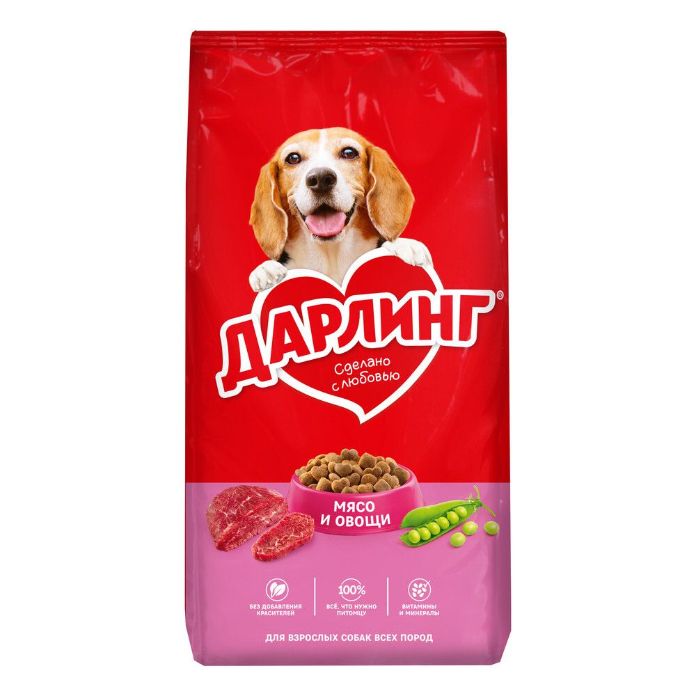 Сухой корм ДАРЛИНГ для взрослых собак с мясом и овощами 15 кг