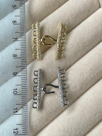 24999-р Разветвитель на 5 нитей с циркониями с крючком 22мм, родий, набор