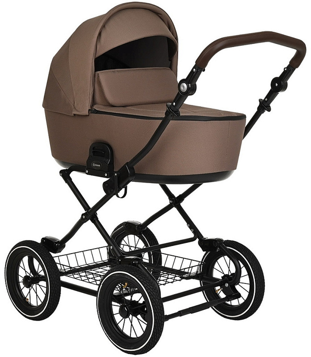 Детская коляска Roan Bass Next Classic d12 3 в 1 с автокреслом Avionaut Silver Black RCL265/1 Raisin Mood