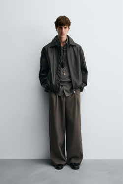 ZARA БОМБЕР ИЗ ИСКУССТВЕННОЙ КОЖИ, ЧЕРНЫЙ