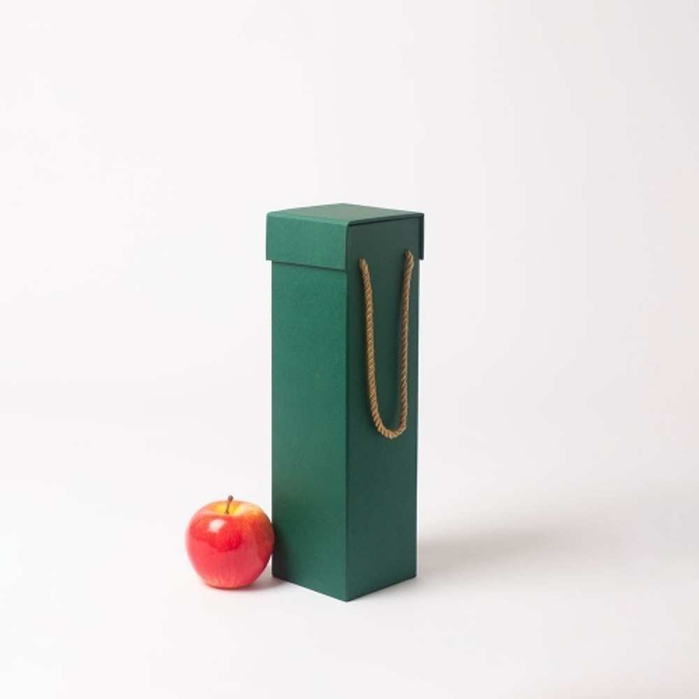 Коробка с откидной крышкой 9х33х9, зеленый, дизайнерская бумага, витой шнур