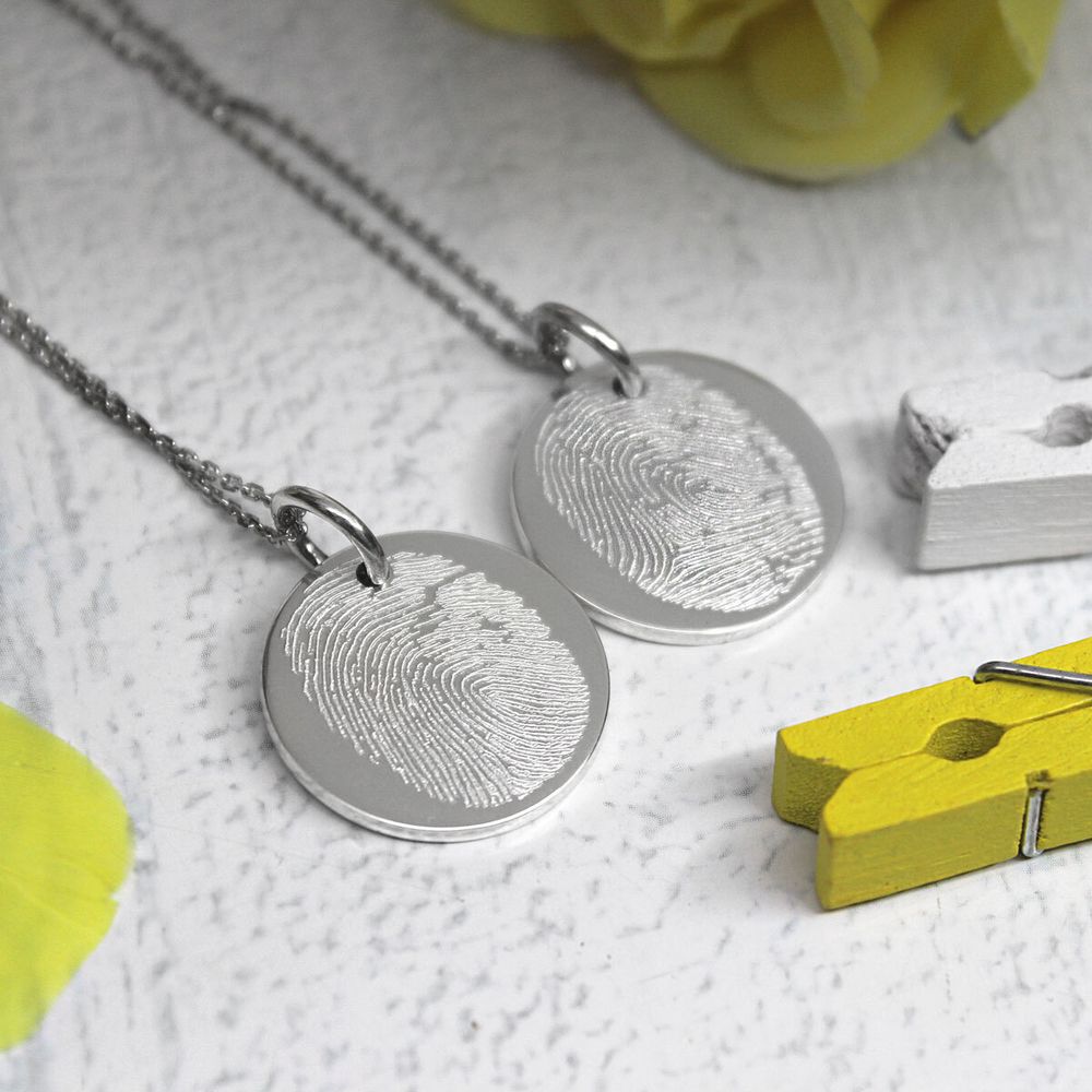 Парные серебряные кулоны подвески с отпечатками пальцев на заказ
