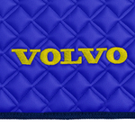 Ковры Volvo FH-12 с 2002г по 2008г (механика) (экокожа, синий, синий кант, желтая вышивка)