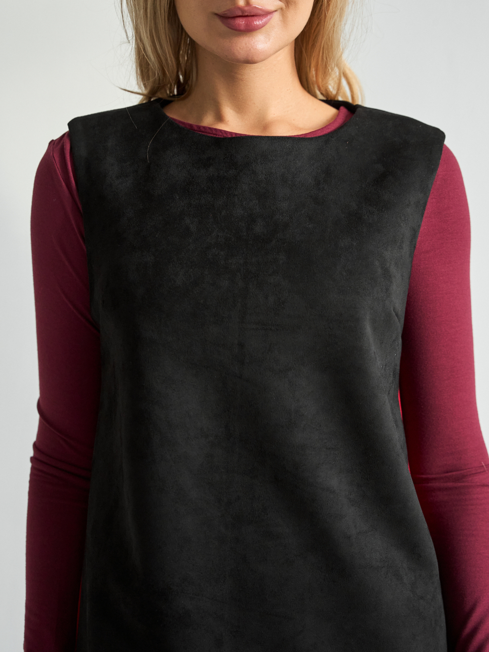 Платье сарафан офисный замшевый