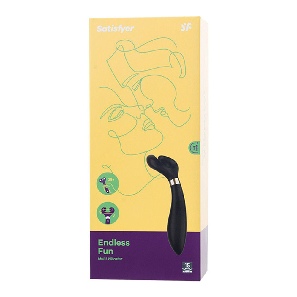 Чёрный вибромассажер 23,5см для пар Satisfyer Endless Fun