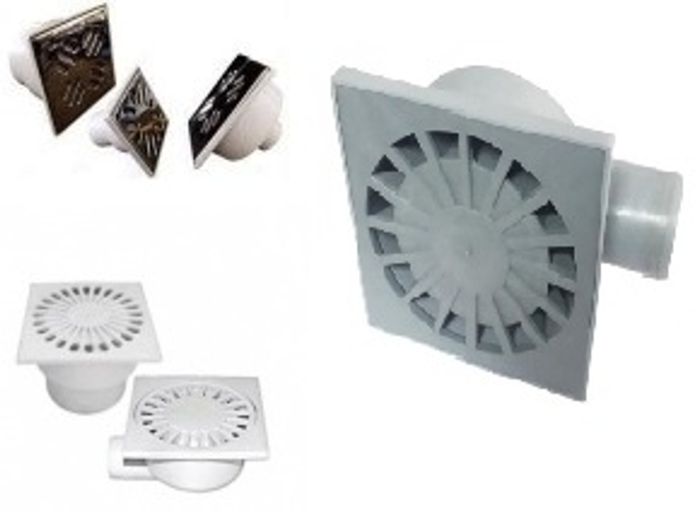 ПП Трап 50 с гориз. спуском пласт. решетка 150х150